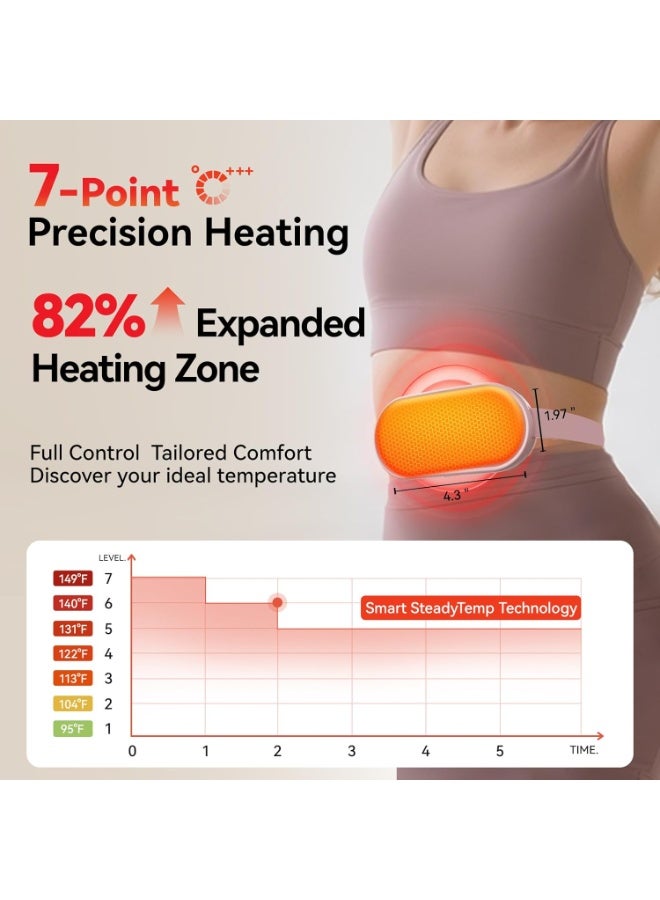 كمادة البطن الكهربائية المحمولة لتخفيف آلام الدورة الشهرية - حزام تدفئة وتدليك لاسلكي مع 7 مستويات حرارة و7 أنظمة اهتزاز لتخفيف آلام المعدة والظهر - Image 4